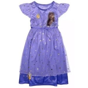 DISNEY Wish Dress Kids 3T Purple Asha Star Tulle Overlay Princess Nightgown NWT